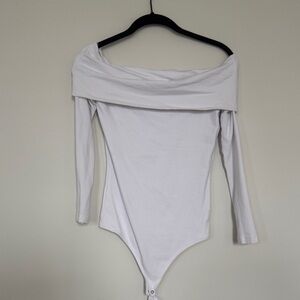 A&F off the shoulder bodysuit white